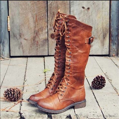 Botas Western, Knee High Boots Winter, Bota Country, Knight Boots, Rider Boots, Chunky Heels Casual, Rugged Boots, Brown Knee High Boots, Buckled Flats