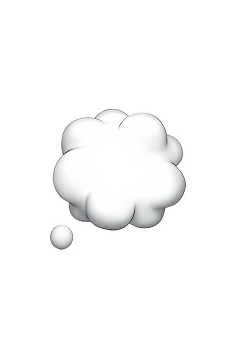 The 💭 Thought Balloon emoji appears as a white cloud-like shape with a blue outline. Inside the cloud, there is a smaller, darker blue cloud that represents the thought or idea being conveyed. The overall appearance of the emoji is meant to resemble a cartoon thought bubble, commonly used in comics and graphic novels to indicate a character's thoughts. Thought Bubble Aesthetic, Sky Emoji, Cloud Thoughts, Iphone Emoji Png, Balloon Emoji, Brain Emoji, Cloud Emoji, Emojis Aesthetic, White Emoji