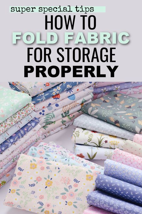 video sewing tutorial on how to fold fabric for storage Couture, Fabric Organization Ideas Diy, Best Ways To Store Fabric, Fold Fabric For Storage, Sewing Material Storage, Organizing Material Fabric Storage, Quilting Fabric Storage, Ways To Store Fabric In Sewing Room, How To Organize Fabric Storage Ideas