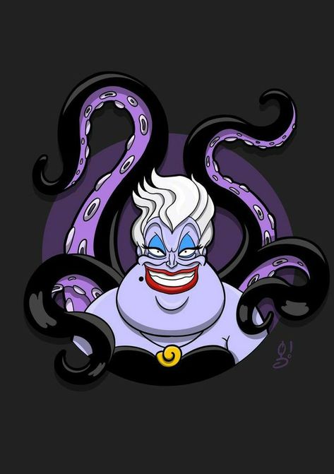 Ursula Cartoon, Disney Villains Drawings, Ursula Drawing, Disney Villain Tattoo, Ursula Tentacles, Villans Disney, Ursula Tattoo, Disney Ursula, Villain Disney