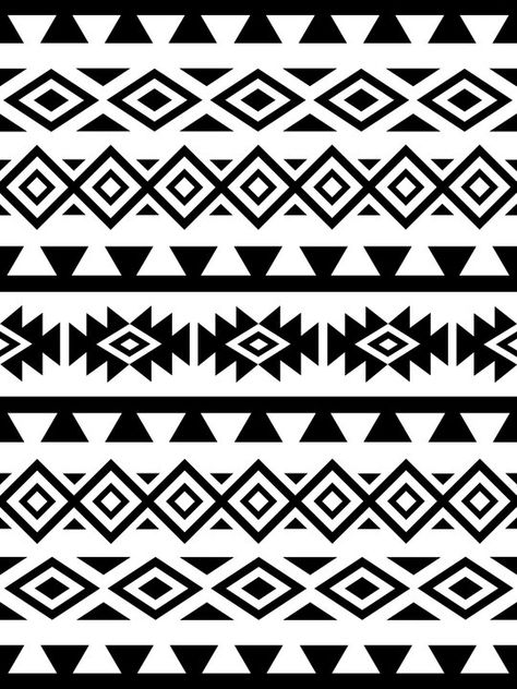 Aztec Stylized Shapes Pattern BW Art Print by Natalie Paskell - X-Small Patchwork, Western Geometric Pattern, Ethiopian Pattern, Aztec Design Pattern, Southwestern Design Patterns, Aztec Svg, Aztec Pattern Art, Aztec Patterns, Native American Tattoo