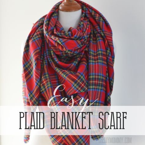 Make an Easy No Sew DIY Plaid Blanket Scarf | The DIY Mommy Couture, No Sew Scarf, Diy Blanket Scarf, Diy Plaid, Teen Diy, Sewing Scarves, Scarf Diy, Plaid Diy, Winter Blanket