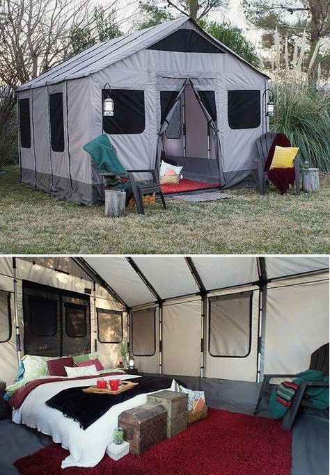 Safari Tent for Camping! Zelt Camping Hacks, Backpacking Aesthetic, Creative Camping Ideas, Zelt Camping, Tent Camping Hacks, Lake House Food Ideas, Beach Hacks Kids, Camping Dinners, Travel Trailer Camping