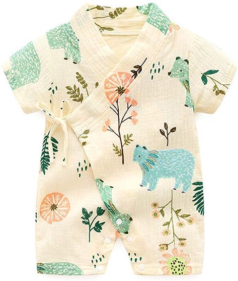 Japanese Pajamas, Adorable Baby Clothes, Forest Clothing, Newborn Baby Dresses, Baby Clothes Newborn, Baby Kimono, Stylish Kids Outfits, Baby Clothes Patterns, Girl Onesies