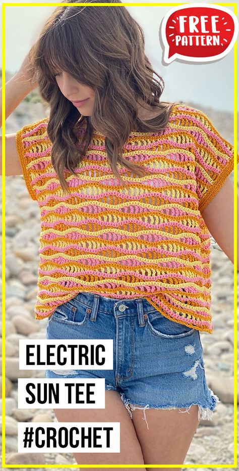 Crochet Tee Shirt Pattern, Crochet T Shirt Free Pattern, Short Sleeve Crochet Top Free Pattern, Crochet Short Sleeve Sweater, Crochet Kimono Pattern Free Summer, Crochet Summer Tee, Crochet Short Sleeve Top Pattern, Crochet Tee Free Pattern, Crochet Tee Shirts Free Pattern