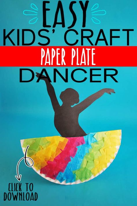 This paper plate dancer craft is so simple and fun to make. Rock them to make them dance. Free printable template available to make crafting even easier. And this craft, like every single project at inthebagkidscrafts.com, is made from supplies that are on the master list used for every craft project on the site. Fill you bag, and you are ready to craft with less stress, less mess and more fun! Dancing Crafts For Preschoolers, Dance Projects For School, Dance Preschool Activities, Dance Crafts For Preschoolers, Theatre Crafts For Kids, Dance Craft Ideas, Dancer Craft, Dancing Crafts, Ballet Crafts