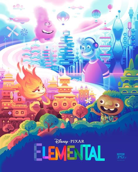 PixarElemental en Instagram: “"We're all just made up of the people we love." Check out #Elemental, "the next Pixar masterpiece", now playing only in theaters! 🎨:…” Elementals Movie, Elemental Poster, Elemental Costume, Ember Elemental, Pixar Poster, Pixar Party, Disney Illustration, Pixar Films, Disney Boys