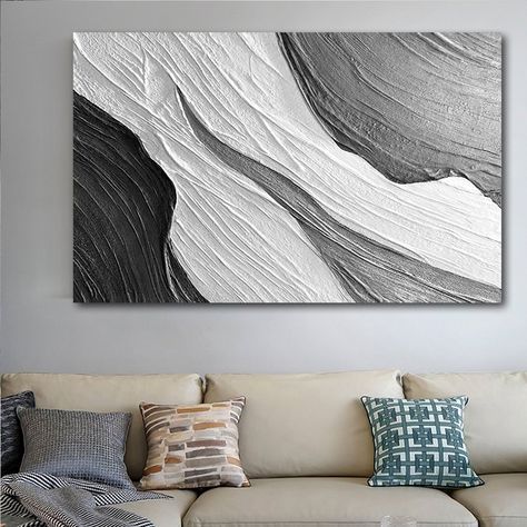 Textured Canvas Art Grey, White And Grey Wall Art, Black White And Grey Wall Art, Grey And White Abstract Art, Wall Art For Grey Walls, Gray Canvas Painting Ideas, Gray Paintings Canvas, Gray Painting Ideas, Grey And Black Painting