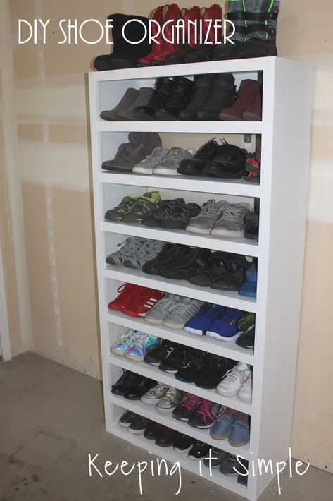 Shoe Storage Solutions- DIY Shoe Shelf Organizer • Keeping it Simple Diy Shoe Shelf, Shoe Shelf Diy, Best Shoe Rack, Large Shoe Rack, Shoe Organization Diy, Shoe Organization, Closet Shoe, Diy Shoe Storage, Shoe Rack Closet