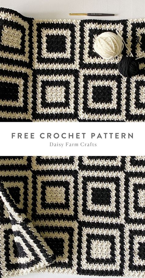 Granny Stitch Blanket, Modern Haken, Granny Square Haken, Crochet Square Blanket, Crochet Blanket Designs, Haken Baby, Crochet Motifs, Blanket Patterns, Modern Crochet