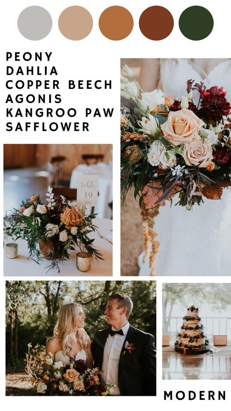 Early May Wedding, Fall Wedding Bouquets Peonies, Fall Wedding 2023 Colors, Fall Wedding Bouquets With Dahlias, Wedding Color Guide, Eclectic Wedding Colors, Weddings In November Ideas, Dahlia Bouquet Wedding Fall, Wedding Inspiration Fall Color Schemes