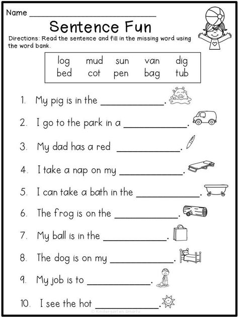 Sentence Worksheet, 1st Grade Reading Worksheets, Language Arts Worksheets, Cvc Words Kindergarten, Kindergarten Phonics, English Worksheets For Kindergarten, Kindergarten Phonics Worksheets, Kindergarten Reading Activities, Kindergarten Reading Worksheets