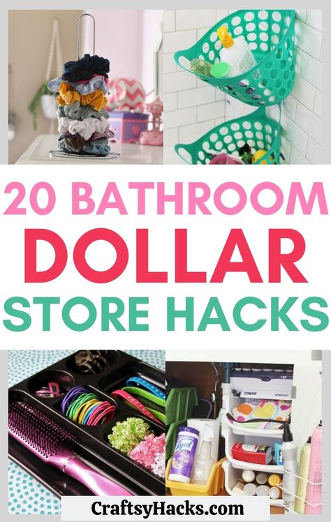 Organisation, Dollar Tree Diy Jewelry Holder, Dollar Tree Bathroom Organization, Storage Diy Ideas, Ideas For Bathrooms, Simple Organization, Bathroom Storage Hacks, Organizar Closet, Bathroom Organization Hacks