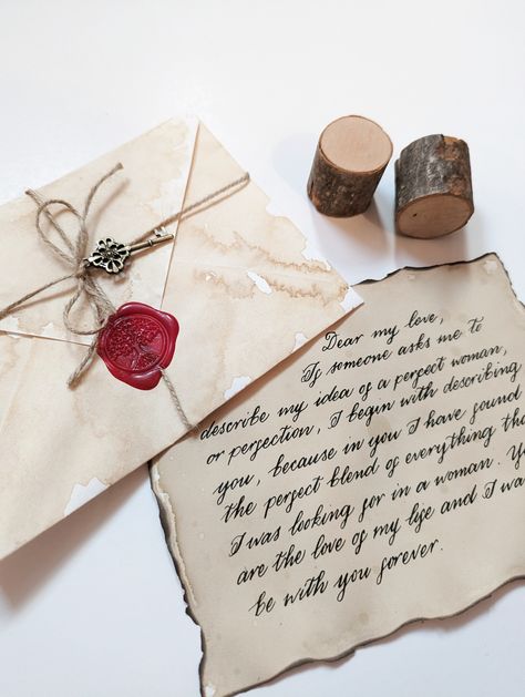 Your letter will be written on aged paper with (or without) burnt edges, enclosed in a wax sealed antique envelope (vintage key is included). Here is how it works: Antique Letters Hand Written, Hand Written Letters Aesthetic Vintage, Envelope Design Aesthetic, Vintage Envelope Aesthetic, Letter Aesthetic Envelope Vintage, Vintage Love Letters Hand Written, Amplop Surat Aesthetic, Hand Written Letters Aesthetic, Letter Envelope Design