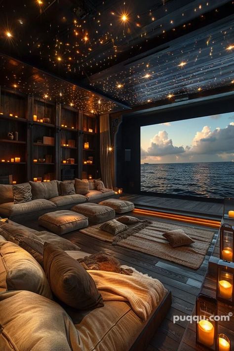 small-theater-room-24 Basement Loft Ideas, Cozy Theatre Room, Luxury Theater Room, Modern Gaming Room, Movie Theater Design, Modern Theater Room, Cozy Movie Room, Small Theater Room Ideas, Modern Movie Room