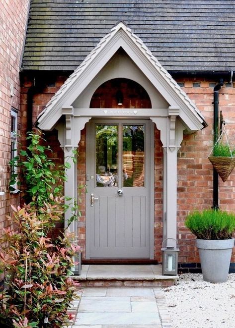 The English Porch Company Porch Collection Cottage Front Door, Front Door Canopy, Front Door Ideas, Porch Canopy, Cottage Front Doors, Victorian Porch, Porch Kits, Cottage Porch, House Front Porch