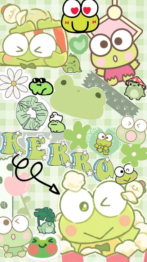 Sanrio Aesthetic Keroppi, Koropi Wallpaper, Hello Kitty Kerropi, Sanrio Green Aesthetic, Kerropi Wallpapers Aesthetic, Keroppi 3d Wallpaper, Sanrio Green Wallpaper, Keroppi Wallpapers Ipad, Sanrio Matching Pfp Keroppi