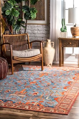 Rugs USA Multi Soltera Spellbinder rug - Traditional Rectangle 5' 5" x 8' Vintage Tropical Aesthetic, Oregon Beach House, Tropical Aesthetic, Aesthetic Living Room, Patio Rug, Craftsman Exterior, Vintage Tropical, Machine Made Rugs, Rugs Usa