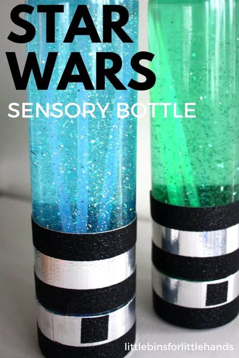 Light Saber Sensory Bottles Star Wars Activity for Kids Star Wars Chandelier, Star Wars Activities For Toddlers, Star Wars Crafts For Adults, Star Wars Crafts For Preschoolers, Lightsaber Craft, Disney Activities For Kids, Star Wars Activity, Glitter Carnaval, Star Wars Activities