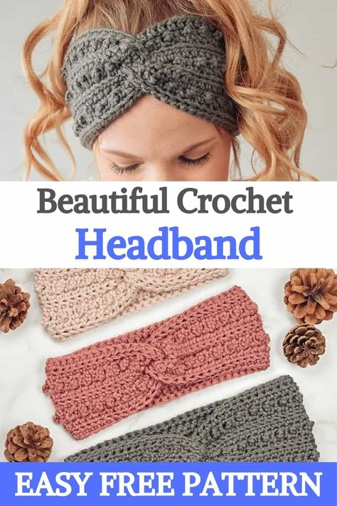 This easy free pattern for crochet headband is such a fun and fast project, your warm ears will thank you! Crocheting is not just one of the most enjoyable and pleasurable activities, but also wearing crochet accessories is the cutest thing of all time. As the festive season of Christmas approaches, we can crochet delicate crochet accessories for ourselves and also for the ones we love. These are such easy stitches for such a complex result! #urbakicrochet #crochet #headband #crochetheadband Crochet Ear Warmer Free Pattern, Bandeau Au Crochet, Crochet Ear Warmer Pattern, Easy Crochet Headbands, Crochet Headband Free, Crochet Headband Pattern Free, Fast Crochet, Delicate Crochet, Crochet Patron