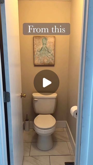 Tiny Toilet Decor Ideas, Small Half Bathroom Ideas No Window, Decor Half Bathroom Ideas, Diy Room Makeover Ideas, Watercloset Bathroom Makeover, Tiny Powder Bathroom Ideas, Salon Bathroom Ideas Decor, Tony Bathroom Ideas, Toilet Makeover Diy