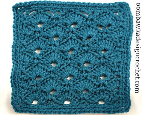 Turquoise Fan Granny Square | AllFreeCrochetAfghanPatterns.com Crochet Fan, Pretty Blanket, Crochet Afghan Patterns Free, Stitch Tutorial, Crochet Dishcloths, V Stitch, Stitch Crochet, Crochet Square Patterns, Afghan Pattern