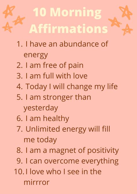 10 Affirmations Positives, Morning Meditation Affirmations, Affirmations For Positive Energy Quotes, 10 Positive Affirmations, Positive Morning Affirmation Quotes, How To Start Your Day Positively, Happiness Manifestation Affirmations, Positive Affirmation Morning, Best Morning Affirmations