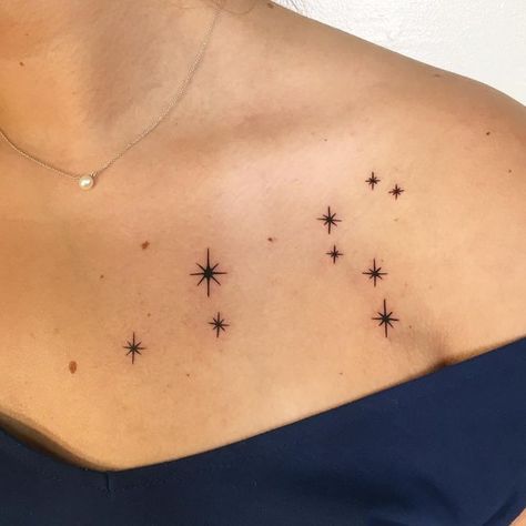Star Tattoo On Shoulder, Leo Sign Tattoo, Star Constellation Tattoo, Dark Skin Tattoo, Leo Constellation Tattoo, Sky Tattoos, Astrology Tattoo, Petite Tattoos, Shape Tattoo