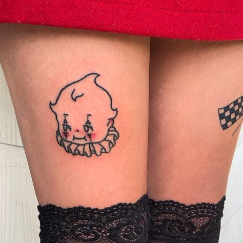 Tattoo Inspiration, Kewpie Clown, Grunge Tattoo, Clown Tattoo, Handpoke Tattoo, 4 Tattoo, Inspiration Tattoos, Tattoo Instagram, Poke Tattoo