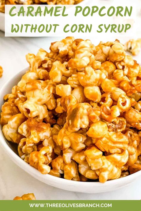 The perfect snack recipe, this Homemade Caramel Popcorn Recipe (without Corn Syrup) is a fast and easy sweet and salty dessert. A great appetizer or party food for fall. Gluten free. Pie, Carmel Popcorn Without Corn Syrup, Caramel Popcorn Recipe No Corn Syrup, Caramel Popcorn Without Corn Syrup, Candied Recipes, Carmel Corn Recipe, Caramel Sauces, Food For Fall, Homemade Caramel Popcorn