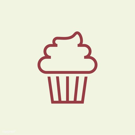 Cupcake with frosting icon vector | free image by rawpixel.com Cupcake With Frosting, Cafe Icons, Pastry Logo, Cafe Icon, Cupcake Vector, Cupcake Logo, Logo Design Feminine, Bakery Logo, Cupcake Frosting