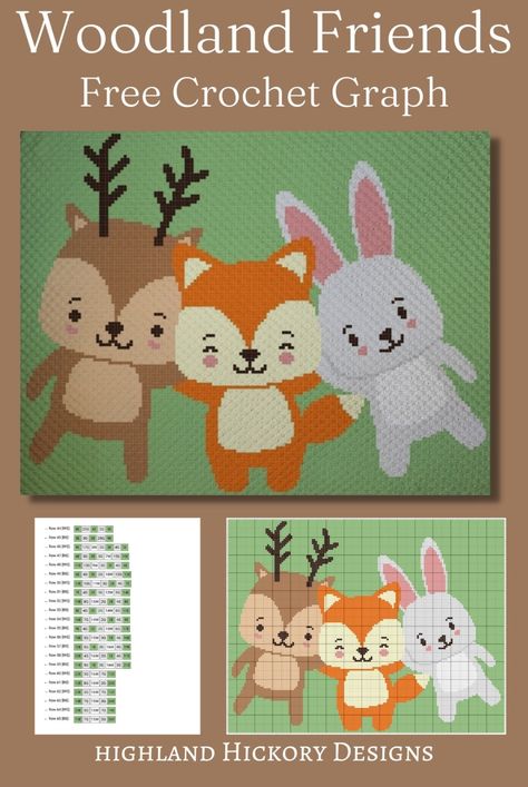 Use the Woodland Friends Graph for corner to corner (C2C), tapestry crochet (SC), tss, mini c2c, hdc, DC, bobble stitch, cross stitch, diamond art or any other craft that utilizes a graph. This pattern uses 10 different yarn colors and has a horizontal presentation. The graph is 120 blocks (squares) high by 155 blocks (squares) wide. Crochet C2c Graph, Graphgan Crochet Patterns Free, C2c Afghan Pattern Free, C2c Free Crochet Patterns, C2c Free Patterns, Crochet Animal Blanket Patterns Free, Free Graphgan Patterns Crochet, C2c Graphgan Charts Free Easy, Tapestry Crochet Patterns Free Easy