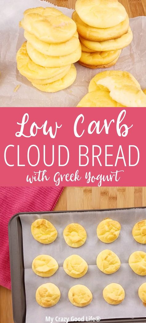 Bread Cloud, Bread With Greek Yogurt, Egg And Bread Recipes, Cloud Bread Recipe, Pan Nube, Yogurt Greek, Keto Bread Recipe, Greek Yogurt Recipes, Boiled Egg Diet Plan