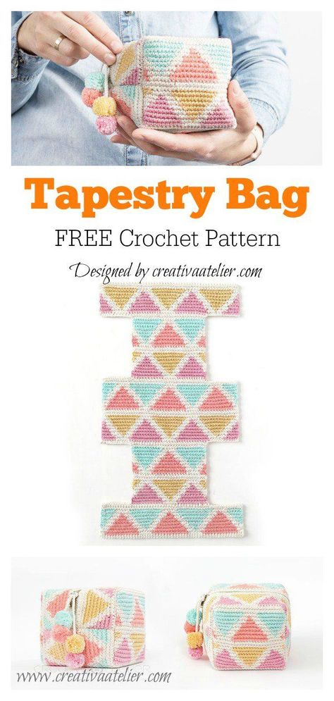 Bag Free Crochet Pattern, Mochila Crochet, Confection Au Crochet, Crochet Bag Pattern Free, Crochet Vintage, Bag Pattern Free, Tapestry Crochet Patterns, Tapestry Bag, Crochet Tapestry