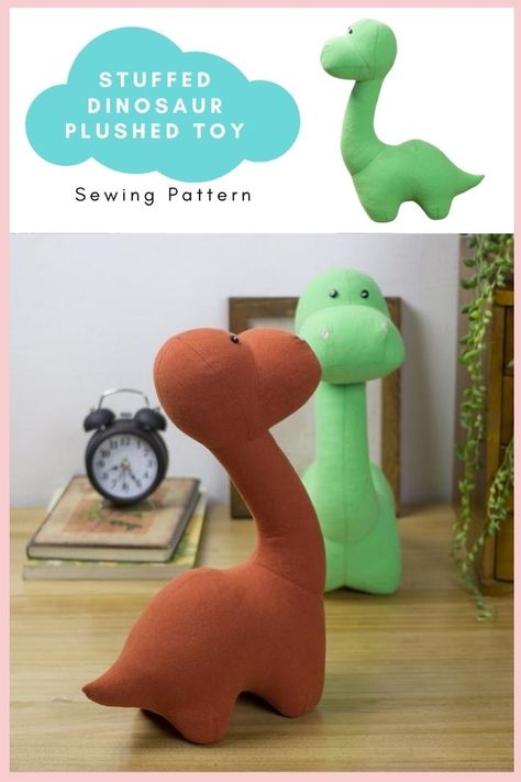 Stuffed Dinosaur Plushed Toy sewing pattern. This is a super cute and very popular pattern that is relatively simple to make as it includes only seven pieces, however, what you get is a cute dinosaur with a perfect figure. Couture, Tela, Stuffed Bear Sewing Pattern Free, Plush Dinosaur Pattern, Easy Stuffy Sewing Pattern, Dino Pattern Sewing, Dinosaur Sewing Projects, Dinosaur Pattern Sewing, Diy Stuffed Dinosaur
