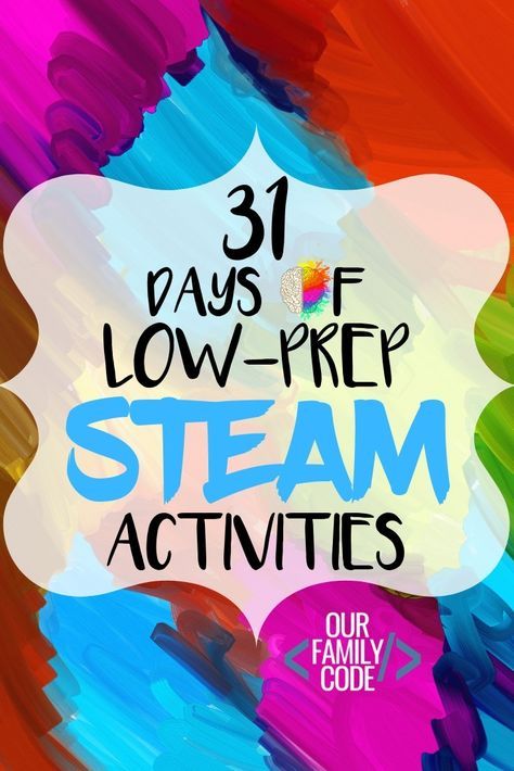 For the month of October, we will be sharing a daily low-prep STEAM (Science, Technology, Engineering, Art, Math) activity. You and your kiddos are going to love all of the low-prep STEAM activities that we have in store at OurFamilyCode! #daysofSTEAM #31dayschallenge #STEAMactivitiesforkids #monthofSTEAM #scienceforkids #engineeringforkids #technologyforkids #artforkids #mathforkids #lowprepSTEAM #5minuteSTEAM #STEAM #STEM Steam Activities Elementary, Steam Activities For Kids, Steam Lessons, Summer Stem, Elementary Stem Activities, Steam Challenges, Art Math, Engineering Art, Steam Ideas