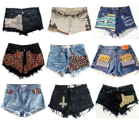 DIY shorts Studded Shorts, Diy Shorts, Moda Jeans, Ropa Diy, How To Make Shorts, Cute Shorts, Tye Dye, Mode Style, Summer Shorts