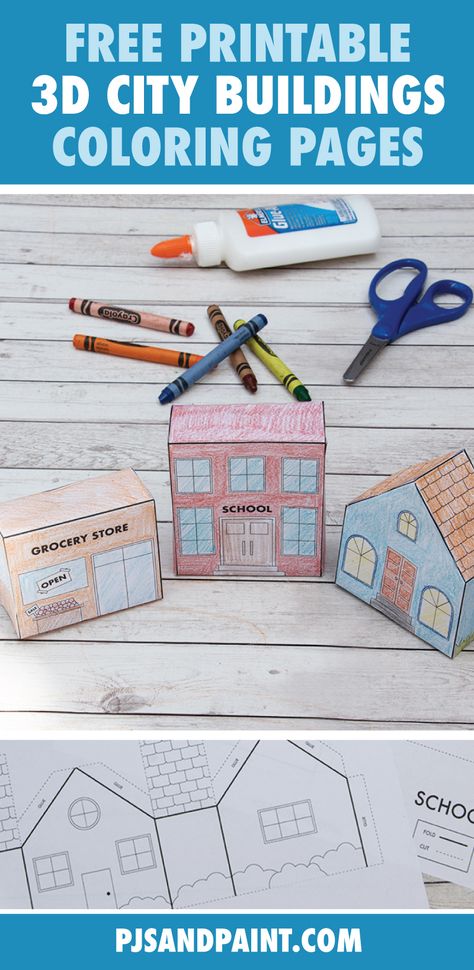 3d Paper Buildings, 3d Town Project, City Crafts Preschool, 3d City Project, Build A Town Free Printable, City Project For Kids, If I Built A House Activities For Kids, 2nd Grade Projects Ideas, Build A City Printable Free