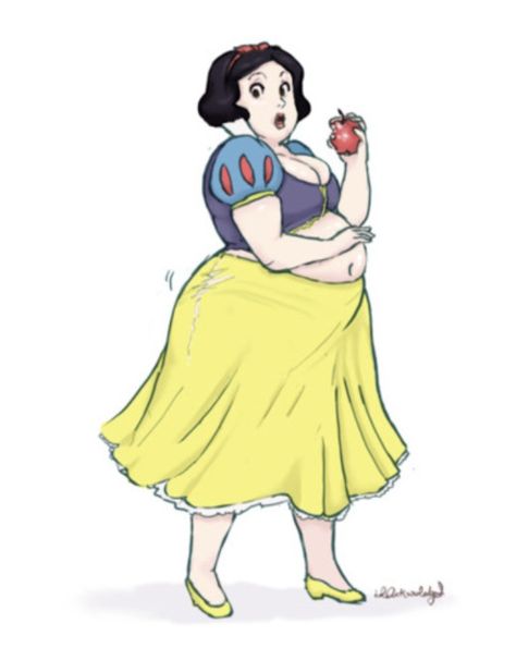 Plus Size Snow White Twisted Disney, Fat Disney Princesses, Body Positivity Art, Plus Size Art, Fat Art, Pinturas Disney, Fat Women, Arte Horror, Disney Funny