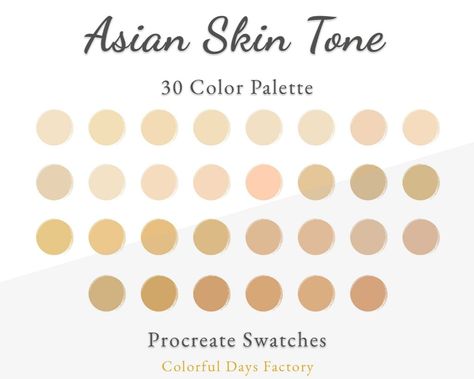 Digital Art Ipad, Skin Tone Color, Procreate Digital Art, Hair Color Swatches, Skin Palette, Asian Skin Tone, Warm Hair Color, Asian Skin, Procreate Color Palette