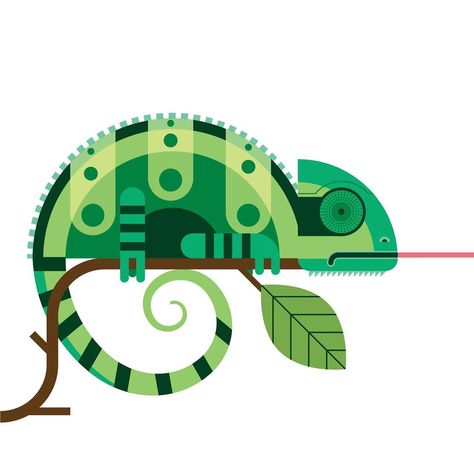 Patrick Hruby on Instagram: “Happy Earth Day! Scroll right 🦎🦋 #earthday2020 #chameleon #chameleonsofinstagram #nature #art #illustration #senseofcreativity #insects…” Zoo Animal Illustration, Chameleon Character Design, Robot Chameleon, Geometric Frog, Chameleon Illustration, Chameleon Drawing, Crocodile Illustration, Geometric Art Animal, Chameleon Art
