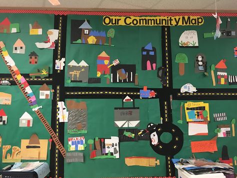 Kinders on a Roll: Community Map & Community Helpers Black Bulletin Board, Community Helpers Art, Community Map, Community Helpers Kindergarten, Community Helpers Preschool Activities, Communities Unit, Community Helpers Theme, Community Helpers Preschool, Community Workers