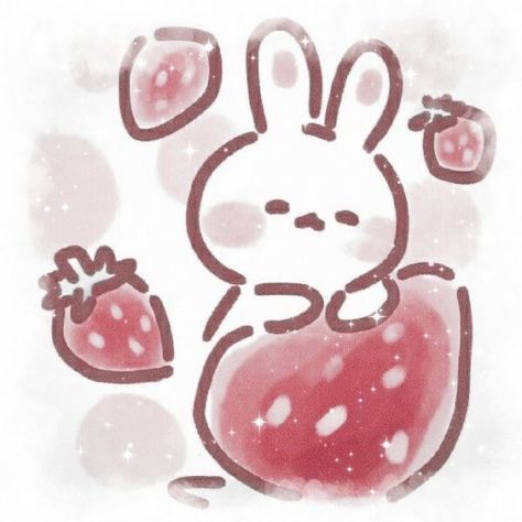 Bunny With Strawberry, Bunny Strawberry, Drawing Bunny