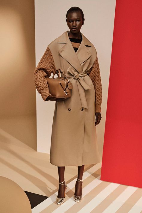 Max Mara Pre-Fall 2024 Fashion Show | Vogue Haute Couture, Max Mara Coat, Winter Lookbook, Pre Fall Collection, Double Breasted Trench Coat, Belted Trench Coat, Leopard Spots, Tailored Jacket, Pre Fall