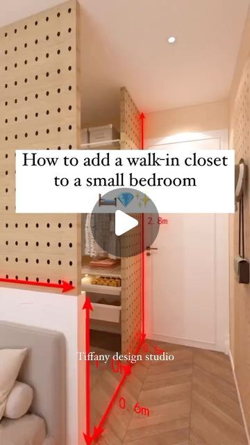 Tiffany design studio💎 on Instagram: "Small Bedroom with a walk-in closet ? 💎✨🛏️ • • • #tiffanydesignstudio #smallbedrooms #bedroomdesignideas" Bedroom With Small Walk In Closet, Small Bedroom With Walking Closet, Small Bedroom Ideas Closet, Bedroom Design With Walk In Closet, Walk In Closet In Small Bedroom, Small Wardrobe Design Ideas, How To Renovate Your Room, How To Make Bedroom Aesthetic, Small Bedroom With Walk In Closet Layout