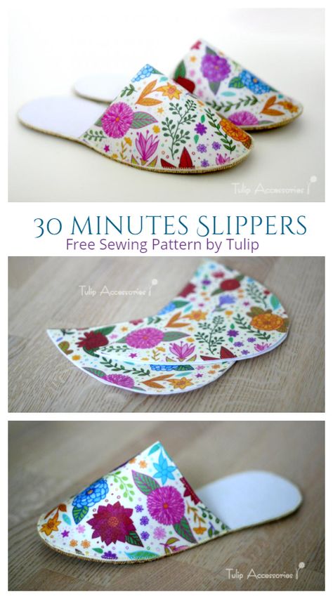 Fabric Spa Slippers Free Sewing Patterns Diy Felt Slippers Pattern, Sewing Slippers Pattern Free, Free Slipper Patterns Sewing, Felted Slippers Pattern, Slippers Diy, Fabric Slippers, Sewing Slippers, Diy Sewing Gifts, Spa Slippers