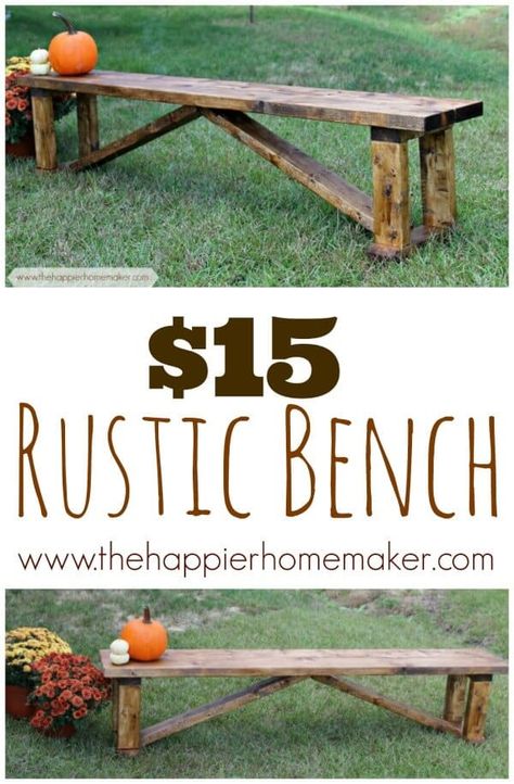 Rustic Outdoor Benches, Diy Bank, Garden Bench Diy, Making A Bench, Jardim Diy, Diy Bench Outdoor, Diy Furniture Redo, Farmhouse Bench, Bench Diy