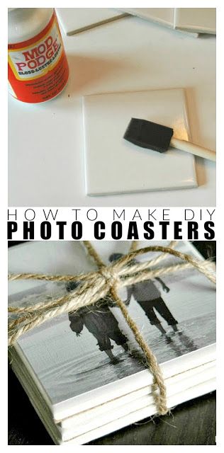 Homemade Coasters With Pictures, Diy Crafts For Beginners, Easy Coasters Diy, Diy Photo Tiles, Diy Christmas Gift Cricut, Costers Diy Tile, Diy Photo Coasters Tile, Coaster Crafts Ideas, Coaster Gift Ideas