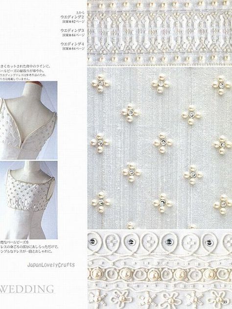 Haute Couture Beads Motif 100 - Japanese Bead Embroidery Stitch Pattern Book - Keiji Tagawa - B395-20 | Flickr - Photo Sharing! Detail Couture, Pola Manik, Tambour Beading, Haute Couture Embroidery, Pearl Embroidery, Motifs Perler, Tambour Embroidery, Embroidery Stitch, Couture Embroidery