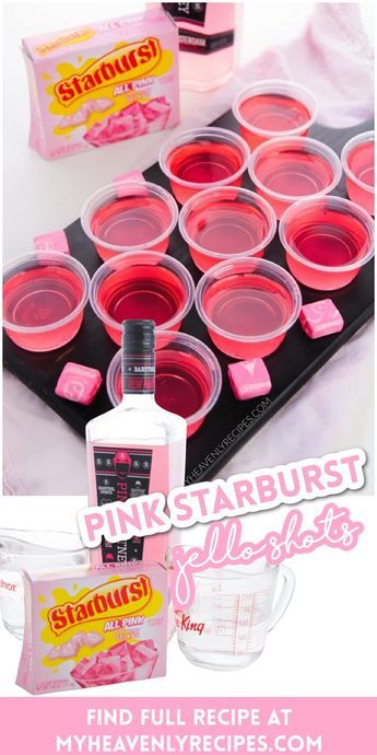 Pink Starburst Jello Shots- easy alcoholic jello shots that taste just like the candy starburst. Alcoholic Jello Shots, Pink Starburst Jello Shots, Starburst Jello Shots, Shots Jello, Best Jello Shots, Hawaian Party, Fun Drinks Alcohol, Cocktail Drinks Alcoholic, Pink Starburst